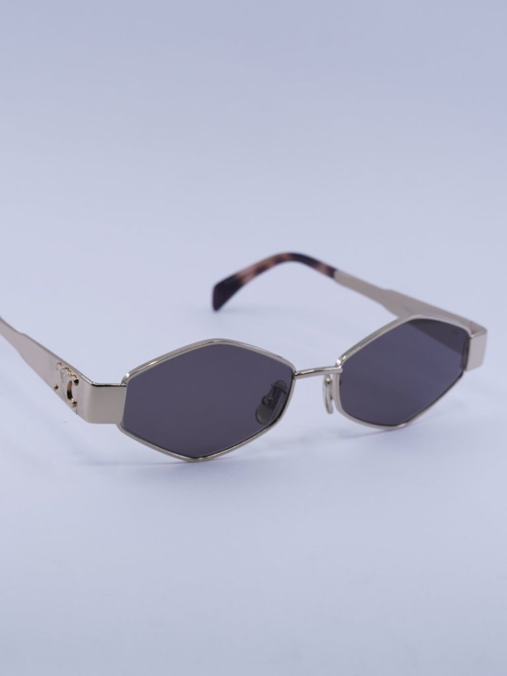 Celine CL40254U 28A Sunglasses Gold Geometric Frame, Smoke Lenses